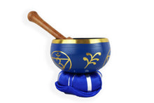 Load image into Gallery viewer, Traditional style brass Tibetan singing bowl hand finished with the chakra symbols around the sides