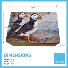 Load image into Gallery viewer, Hand Crafted Wooden Trinket Printed Puffins Jewellery Box
