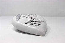 Load image into Gallery viewer, Heart Shaped Free Standing Dad Memorial Verse Feather