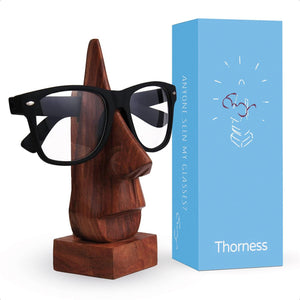 Nose shaped wooden spectacle holder