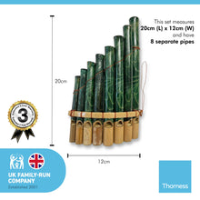 Load image into Gallery viewer, PERUVIAN PANPIPES FEATURING LEAF PATTERN 20cm x 12cm | 8 Pipes | Traditional South American Instrument | Pan Pipe instrument | flute instrument | instrumental | Fair Trade