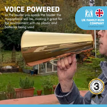 Load image into Gallery viewer, Gleaming BRASS Old Fashioned Director LARGE METAL MEGAPHONE Loud Hailer | Movie Prop | Film Prop |TV Prop |Fancy Dress | Mega phone | Megaphone speaker | Voice amplifier | Film prop replica
