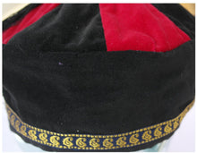 Load image into Gallery viewer, Red and Black Large cotton smoking / thinking / lounging cap with tassel
