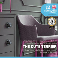 Load image into Gallery viewer, Pack of 2 CAST IRON CUTE TERRIER DOG DRAWER KNOBS for Kitchen cupboards | Cast Iron Antique style finish | Vintage charm meets modern functionality | 3.5cm wide x 2cm depth