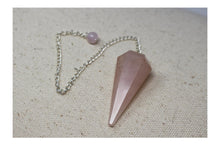 Load image into Gallery viewer, Rose Quartz Ritual Therapy Dowsing Pendulum With Chain
