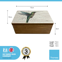 Load image into Gallery viewer, Wooden Hummingbird Keepsake Box | Jewellery box | Trinket Box | Memory Box | Keepsake and Wooden Gift Boxes | Wedding Gifts