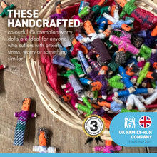 Load image into Gallery viewer, Basket of 72 Guatemalan handmade Mini Worry Dolls