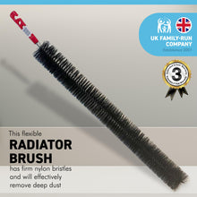 Load image into Gallery viewer, Long reach Multipurpose Radiator Cleaning Brush makes cleaning radiators fast and easy | 75cm (L) | 29.5 (L) | Flexible Nylon Bristles | | Suitable for Gridded and Non-Gridded Radiators