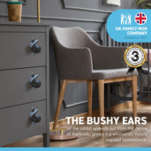 Load image into Gallery viewer, Pack of 2 CAST IRON RABBIT SHAPED DRAWER KNOBS for Kitchen cupboards | Cast Iron Antique style finish | Vintage charm meets modern functionality | 4cm wide x 2cm depth | Draw cabinet pull knob.