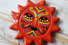 Load image into Gallery viewer, Sun Wind Chime Red Handpainted Bright Colours Decor
