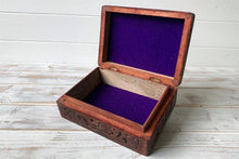 Load image into Gallery viewer, Flower Pattern Wooden Treasure Chest Trinket Box
