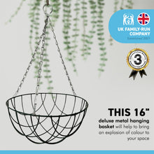 Load image into Gallery viewer, Metal 16 Inch diameter green Hanging Basket