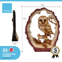 Load image into Gallery viewer, Eye catching Free Standing GRACEFUL OWL ON A LOG decorative ORNAMENT