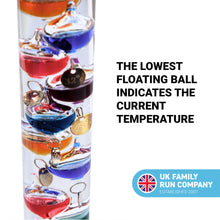 Load image into Gallery viewer, 30cm tall Free standing galileo thermometer