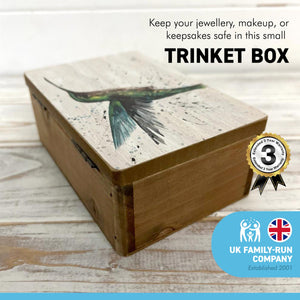Wooden Hummingbird Keepsake Box | Jewellery box | Trinket Box | Memory Box | Keepsake and Wooden Gift Boxes | Wedding Gifts