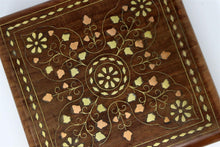 Load image into Gallery viewer, Leaf Pattern Brass Solid Wood Treasure Chest Trinket Box