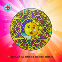 Load image into Gallery viewer, 30cm Sun and Moon Eclipse Glass Suncatcher with Hanging Chain - Colourful Window Decoration for Conservatories, Living Rooms, and Gardens