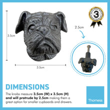 Load image into Gallery viewer, CAST IRON CUTE TERRIER DOG DRAWER KNOB for Kitchen cupboards | Cast Iron Antique style finish | Vintage charm meets modern functionality | 3.5cm wide x 2cm depth

