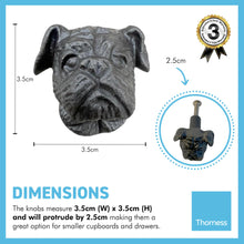 Load image into Gallery viewer, CAST IRON CUTE TERRIER DOG DRAWER KNOB for Kitchen cupboards | Cast Iron Antique style finish | Vintage charm meets modern functionality | 3.5cm wide x 2cm depth