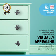 Load image into Gallery viewer, Pack of 4 CAST IRON CUTE FLYING BUG INSECT SHAPED DRAWER KNOBS for Kitchen cupboards | Cast Iron Antique style finish | Vintage charm meets modern functionality | 4.5cm wide x 2cm depth