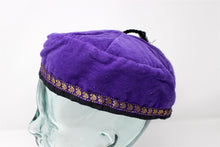 Load image into Gallery viewer, Purple Tibetan Trim Smoking lounge Cap with Tassel Large
