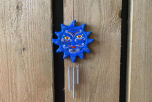 Load image into Gallery viewer, Sun Wind Chime Blue Handpainted Bright Colours Decor
