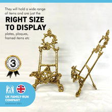 Load image into Gallery viewer, Pair of large 11.5 inch Easel Plate Holders Display Stands | Metal Frame Holders for Photo Pictures Decorative Plate Dish | 29cm (H) x 14cm (W) | Picture Easel |Wedding tables