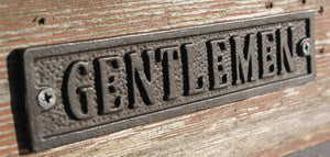 Cast Iron antique style Gentlemen Door Plaque