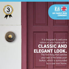Load image into Gallery viewer, Cast iron traditional round Doorbell Push Button | Visitors welcome |8.5cm diameter | Brass push button with cast iron surround | Vintage style door bell push