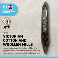 Load image into Gallery viewer, GALILEO THERMOMETER IN AN ANTIQUE FLYING SHUTTLE | Antique Shuttle originating from the textile Mills in Northern England | Weather station | Water Thermometer