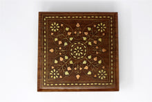 Load image into Gallery viewer, Leaf Pattern Brass Solid Wood Treasure Chest Trinket Box