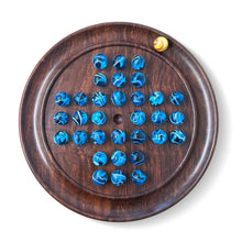 Load image into Gallery viewer, 22cm solitaire with aqua swirl glass marbles