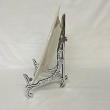Load image into Gallery viewer, Vintage Aluminium Large Silver Ornate Plate Stand Photo Display