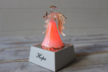 Load image into Gallery viewer, Crystal Glass Glitter Hope Light Up Pink Angel Ornament