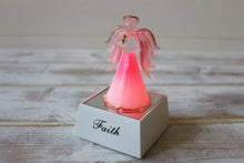 Load image into Gallery viewer, Crystal Glass Gold Gilded Faith Light Up Pink Angel Ornament