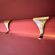 Load image into Gallery viewer, Set of 2 POLISHED BRASS PICTURE RAIL HOOK 2 Inches / 50mm | Victorian Fittings | Victorian House | Picture Hook | Dado picture rail | picture rail hangers | picture hook no nails