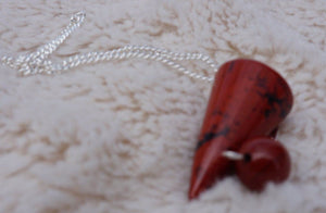 Red Jasper cone pendulum, pendulum board and guidebook