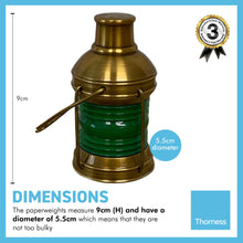 Load image into Gallery viewer, Masthead Starboard Navigation Lamp Paperweight | Solid polished brass | 9cm high | Nautical gifts for desk | Paperweight