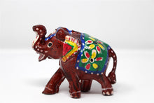 Load image into Gallery viewer, Set of 3 Free standing Elephants Red Hand painted Ornaments
