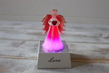 Load image into Gallery viewer, Crystal Glass Gold Glitter Love Light Up Pink Angel Ornament