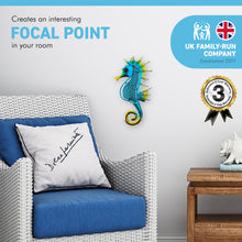 Load image into Gallery viewer, Metal and Glass Seahorse wall art plaque
