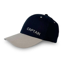 Load image into Gallery viewer, Set of 4 Adjustable CAPTAIN NAVY BLUE BASEBALL CAPS | yachting cap | sailors cap | 100% cotton twill material | low profile front contrast peak | six panel hat | Ideal for the person who thinks they are in charge
