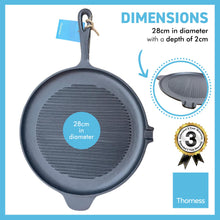 Load image into Gallery viewer, Cast iron 11 inch Round Grillpan Skillet Frying Pan for Indoor and Outdoor use | Cast Iron Cookware | Grill Pan | Stove Top | Skillet Pan | Iron Skillet | Frying Pans | Griddle pan