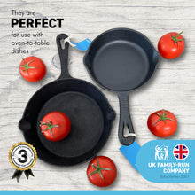 Load image into Gallery viewer, Set of two Cast Iron Skillets 1 x 8 Inch and 1 x 6 inch | Oven Safe Tarte Tatin Skillet Frying Pan for Indoor and Outdoor use | Cast Iron Cookware | Grill Pan | Stove Top | Skillet Pan
