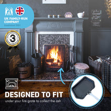 Load image into Gallery viewer, Traditional ash pan – 33cm wide (13") with handle | Ideal for Standard Sized fire grates | ash pan for open fires | ash pan for log burners| fire ash pan | fire tray | ash box | galvanised ash pan