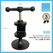 Load image into Gallery viewer, Cast Iron nutcracker | Made from quality heavy Cast Iron with a black finish | practical and sturdy | great ornament and conversation starter | Christmas nut cracker  | Kitchen nutcrackers