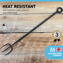 Load image into Gallery viewer, 52cm long Enamelled Fireside Toasting Fork | Made from premium quality heavy Cast Iron with a black finish | Toasting fork for log burners | Toasting fork for open fires | 20 inches long