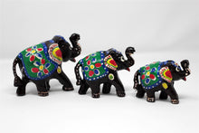 Load image into Gallery viewer, Set of 3 Free standing Elephants Brown Hand painted Ornaments