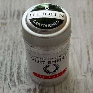 Pack of 6 J Herbin Writing Ink Cartridges - Vert Empire ( Empire Green )