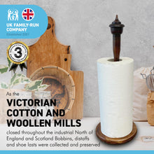 Load image into Gallery viewer, Wooden Recycled Bobbin and Distaff KITCHEN ROLL HOLDER |  Upcycled from Genuine Bobbins  and distaff